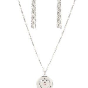 Heart Full of Faith - Pink Necklace and Earrings Set